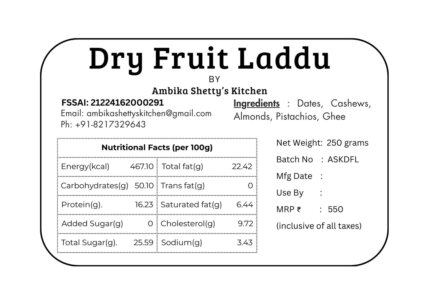Dry fruit Laddu(250g)